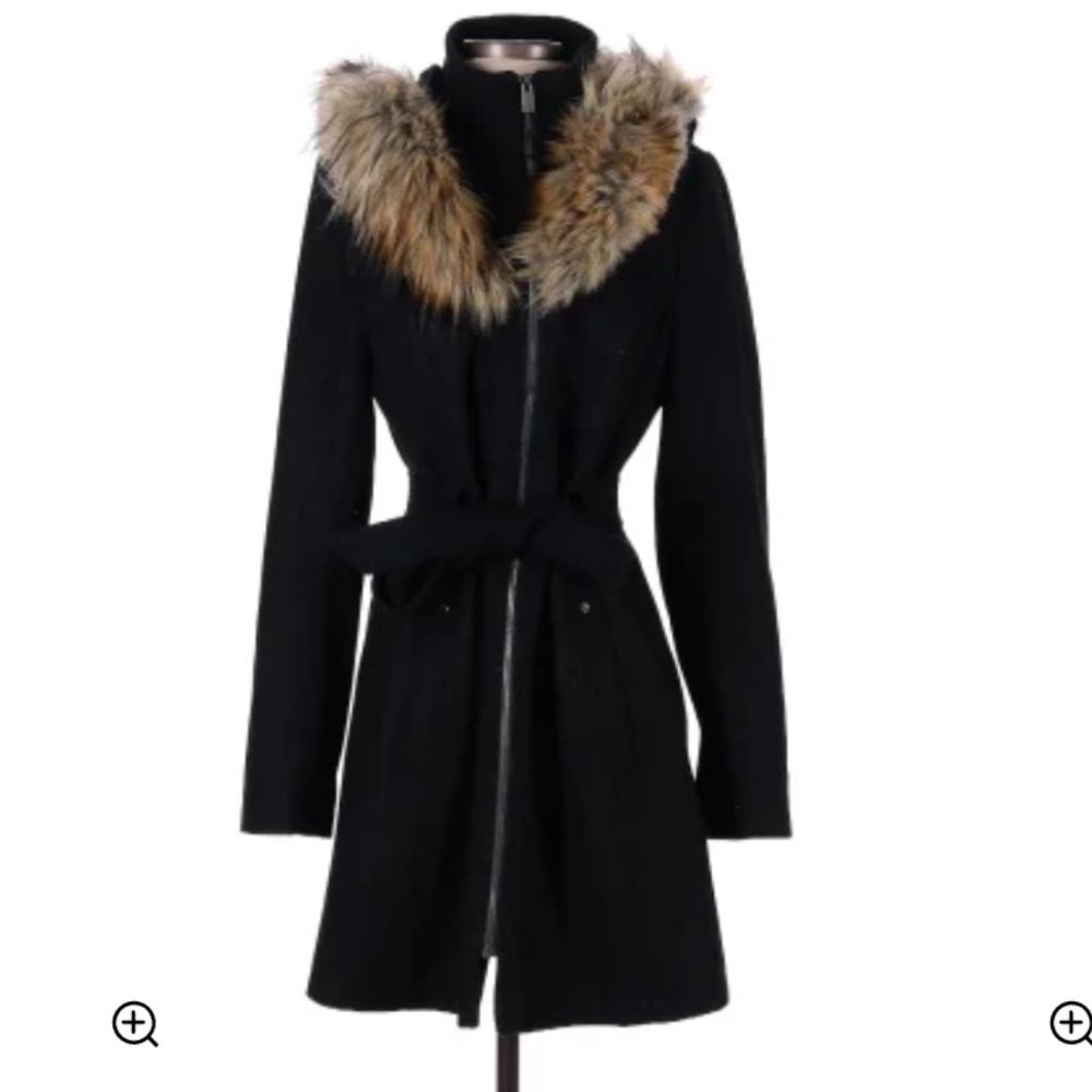 RACHEL Rachel Roy Coat Women's 3/4 Belted Black Size Small